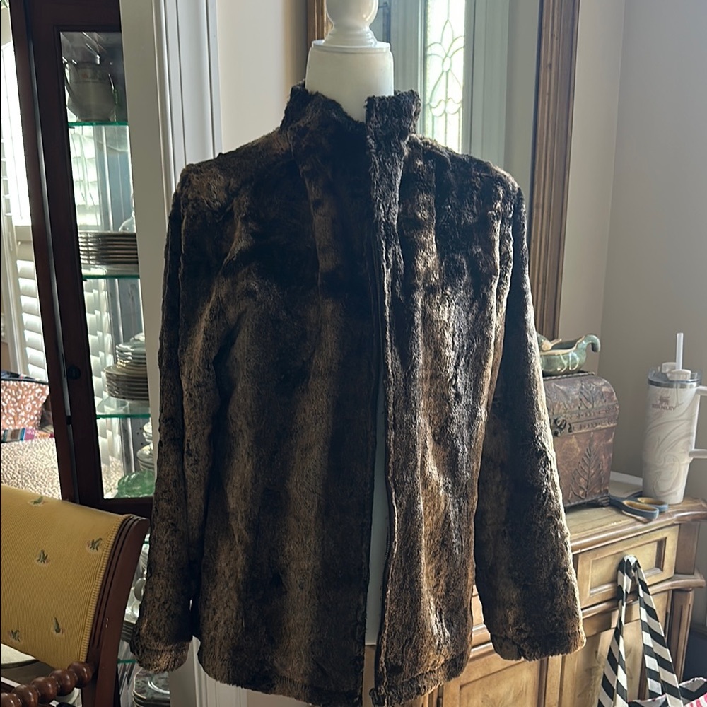 Chico's brown faux fur Jacket size 1